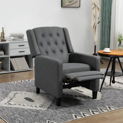 HOMCOM Wingback Recliner Chair for Home Theater, Button Tufted Microfibre Cloth Reclining Armchair with Leg Rest, Deep Grey Additional View 2