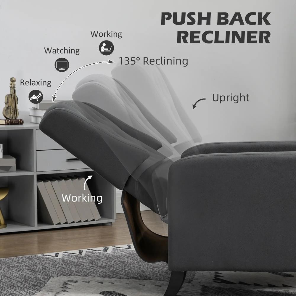 HOMCOM Wingback Recliner Chair for Home Theater, Button Tufted Microfibre Cloth Reclining Armchair with Leg Rest, Deep Grey Additional View 4