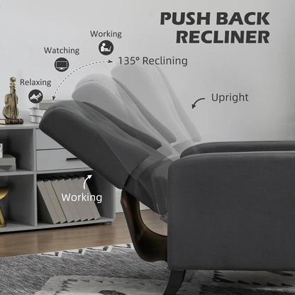 HOMCOM Wingback Recliner Chair for Home Theater, Button Tufted Microfibre Cloth Reclining Armchair with Leg Rest, Deep Grey Additional View 4