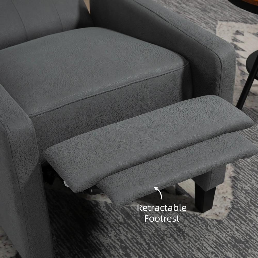 HOMCOM Wingback Recliner Chair for Home Theater, Button Tufted Microfibre Cloth Reclining Armchair with Leg Rest, Deep Grey Additional View 7