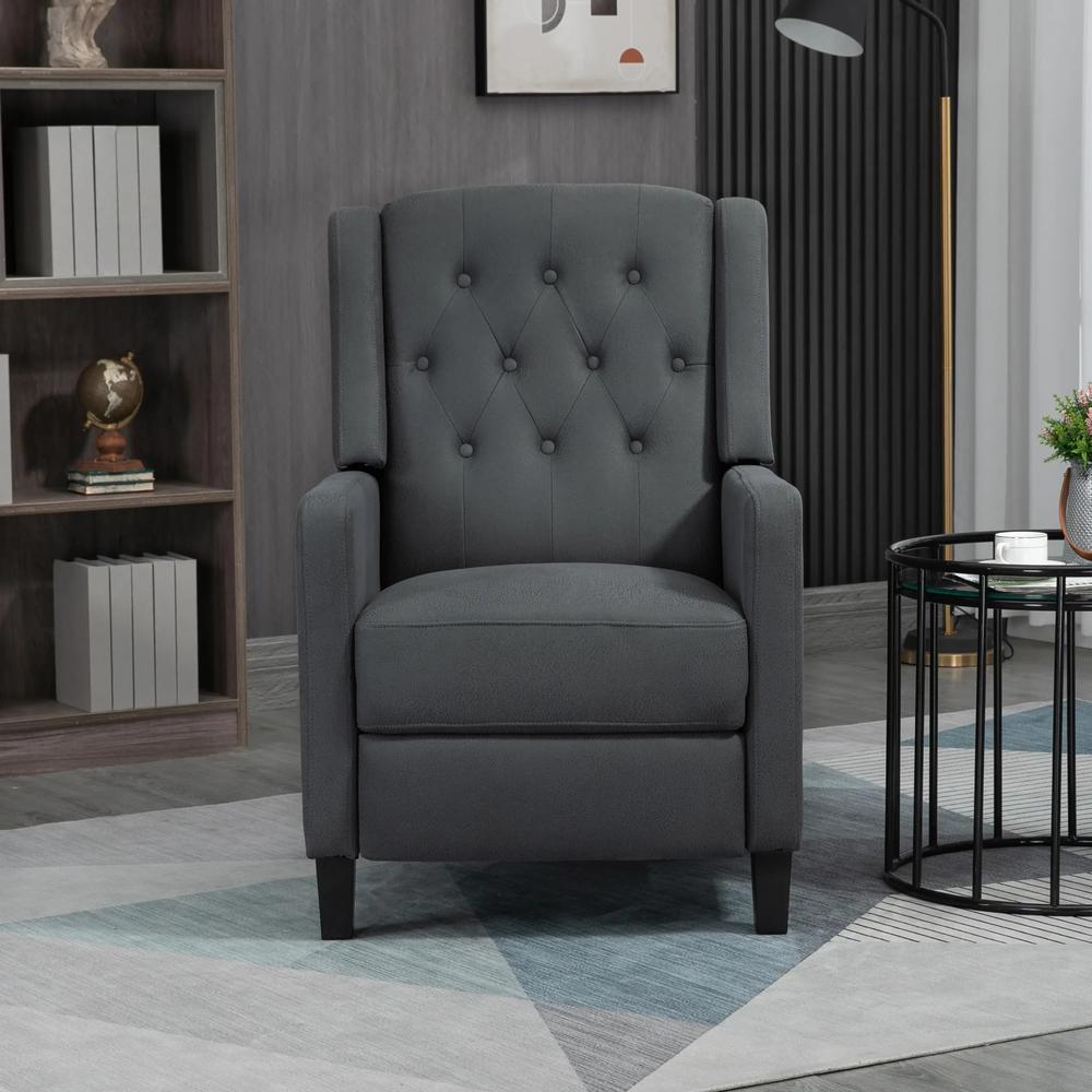 HOMCOM Wingback Recliner Chair for Home Theater, Button Tufted Microfibre Cloth Reclining Armchair with Leg Rest, Deep Grey Additional View 8