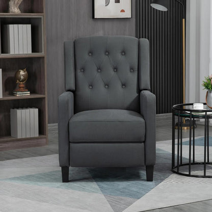 HOMCOM Wingback Recliner Chair for Home Theater, Button Tufted Microfibre Cloth Reclining Armchair with Leg Rest, Deep Grey Additional View 8