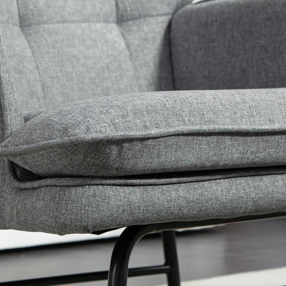 HOMCOM Linen-Look Rocking Chair and Ottoman Set - Grey Additional View 7