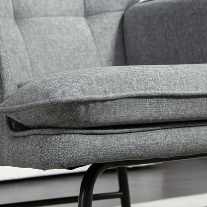HOMCOM Linen-Look Rocking Chair and Ottoman Set - Grey Additional View 7