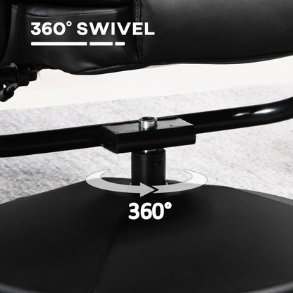 HOMCOM Swivel Recliner Chair with Footstool, PU Leather Recliner Armchair with Ottoman, Steel Base, Upholstered Reclining Chair for Living Room, Bedroom, Office, Black Additional View 6