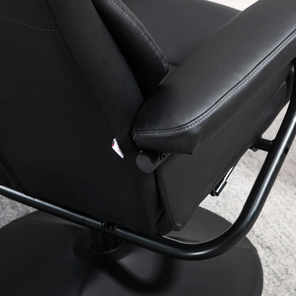 HOMCOM Swivel Recliner Chair with Footstool, PU Leather Recliner Armchair with Ottoman, Steel Base, Upholstered Reclining Chair for Living Room, Bedroom, Office, Black Additional View 9