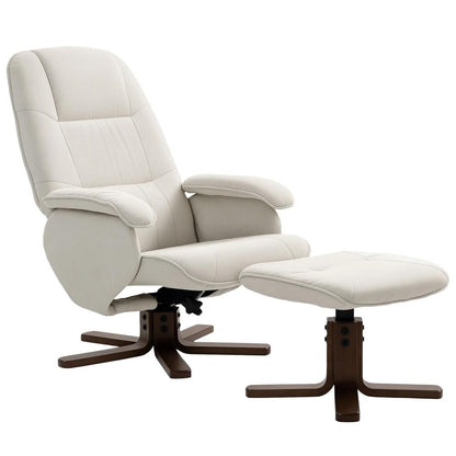 HOMCOM Linen Swivel Recliner Chair with Footstool, Upholstered Reclining Armchair with Wooden Base for Living Room Additional View 12