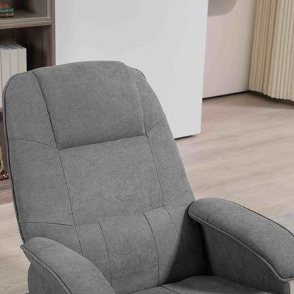 HOMCOM Linen Swivel Recliner Chair with Footstool, Upholstered Reclining Armchair with Wooden Base for Living Room Additional View 21