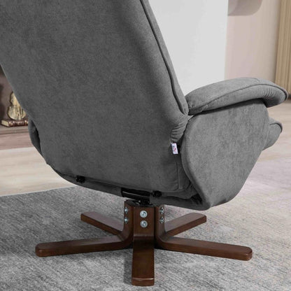HOMCOM Linen Swivel Recliner Chair with Footstool, Upholstered Reclining Armchair with Wooden Base for Living Room Additional View 22