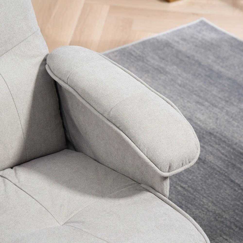 HOMCOM Linen Swivel Recliner Chair with Footstool, Upholstered Reclining Armchair with Wooden Base for Living Room Additional View 33
