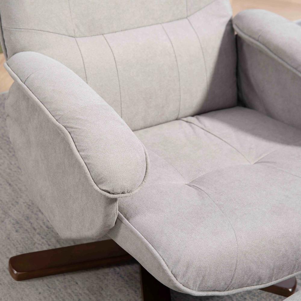 HOMCOM Linen Swivel Recliner Chair with Footstool, Upholstered Reclining Armchair with Wooden Base for Living Room Additional View 37