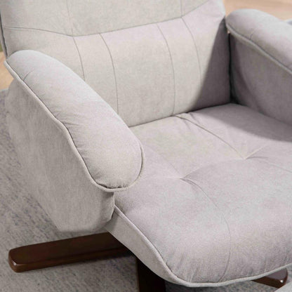HOMCOM Linen Swivel Recliner Chair with Footstool, Upholstered Reclining Armchair with Wooden Base for Living Room Additional View 37