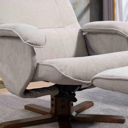 HOMCOM Linen Swivel Recliner Chair with Footstool, Upholstered Reclining Armchair with Wooden Base for Living Room Additional View 38