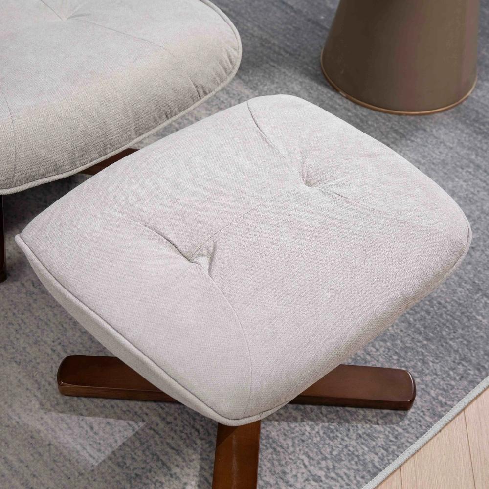 HOMCOM Linen Swivel Recliner Chair with Footstool, Upholstered Reclining Armchair with Wooden Base for Living Room Additional View 39