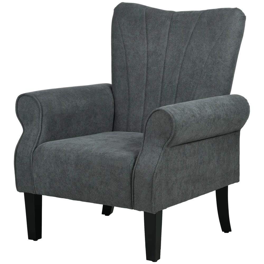 HOMCOM Upholstered Accent Chair with Rolled Arms and Wood Legs, Armchair for Living Room Bedroom Additional View 11