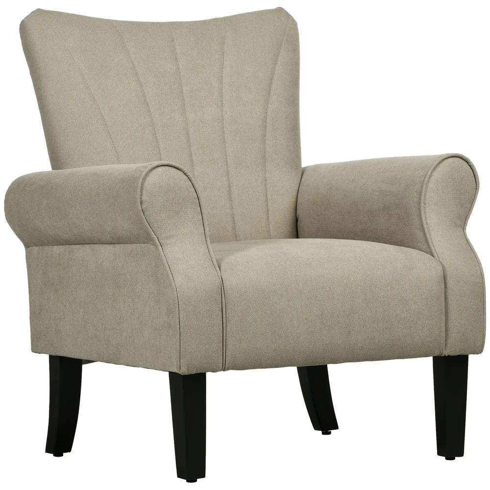 HOMCOM Upholstered Accent Chair with Rolled Arms and Wood Legs, Armchair for Living Room Bedroom Additional View 12