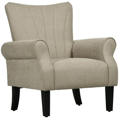 HOMCOM Upholstered Accent Chair with Rolled Arms and Wood Legs, Armchair for Living Room Bedroom Additional View 12