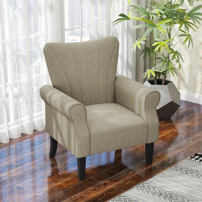 HOMCOM Upholstered Accent Chair with Rolled Arms and Wood Legs, Armchair for Living Room Bedroom Additional View 14