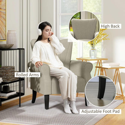 HOMCOM Upholstered Accent Chair with Rolled Arms and Wood Legs, Armchair for Living Room Bedroom Additional View 16