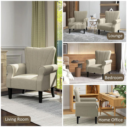 HOMCOM Upholstered Accent Chair with Rolled Arms and Wood Legs, Armchair for Living Room Bedroom Additional View 17