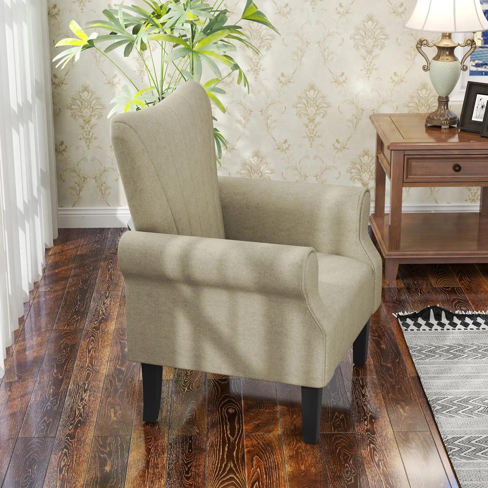HOMCOM Upholstered Accent Chair with Rolled Arms and Wood Legs, Armchair for Living Room Bedroom Additional View 19