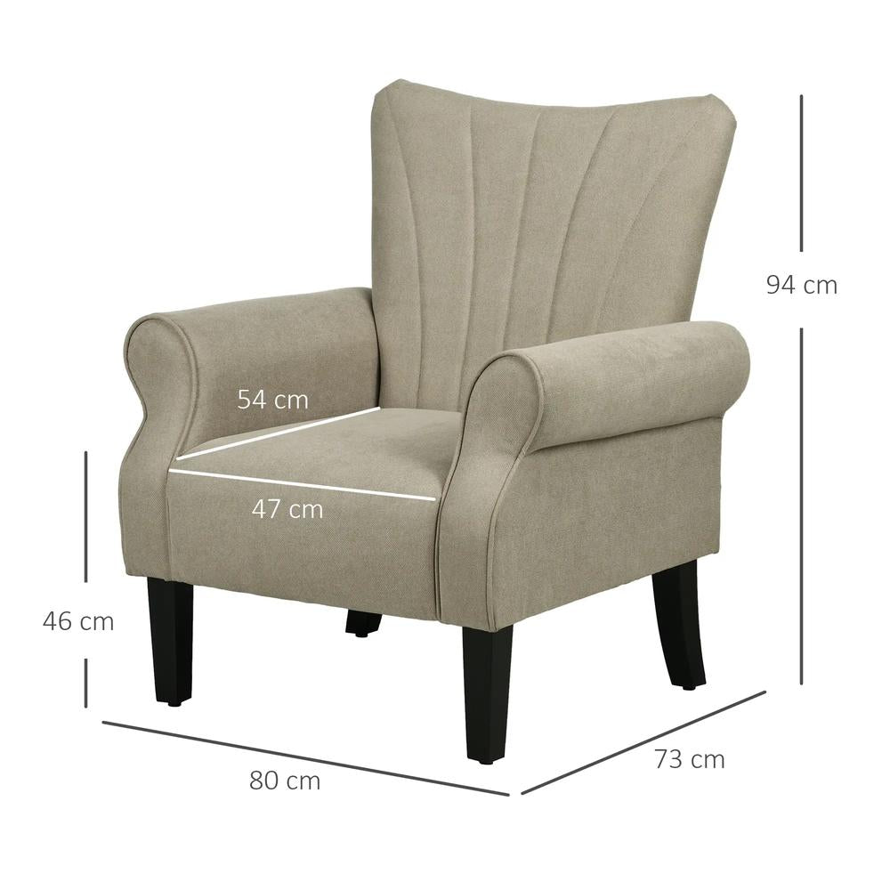 HOMCOM Upholstered Accent Chair with Rolled Arms and Wood Legs, Armchair for Living Room Bedroom Additional View 20