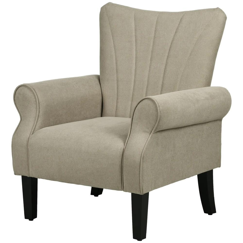 HOMCOM Upholstered Accent Chair with Rolled Arms and Wood Legs, Armchair for Living Room Bedroom Additional View 30