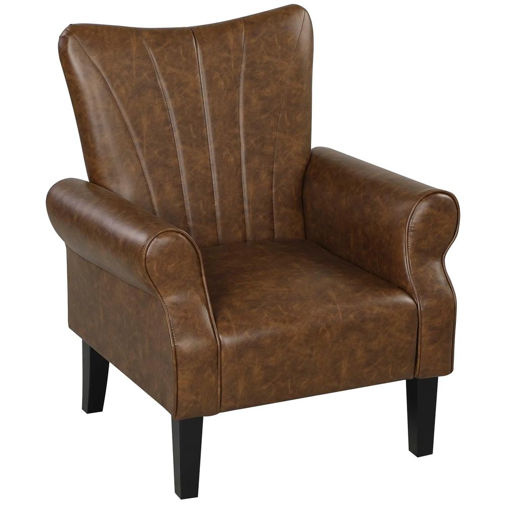 HOMCOM Upholstered Accent Chair with Rolled Arms and Wood Legs, Armchair for Living Room Bedroom Additional View 31
