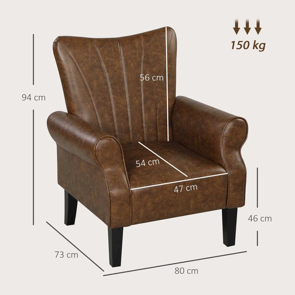 HOMCOM Upholstered Accent Chair with Rolled Arms and Wood Legs, Armchair for Living Room Bedroom Additional View 33