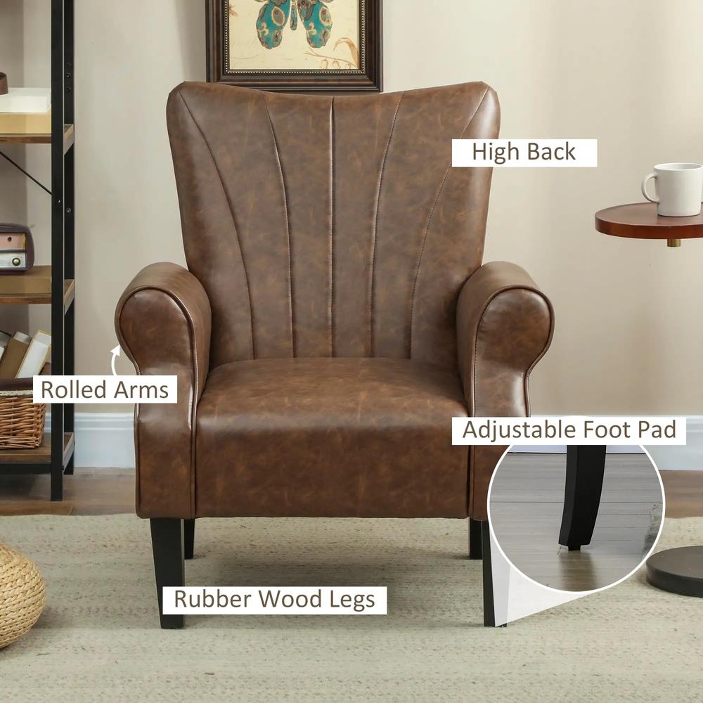 HOMCOM Upholstered Accent Chair with Rolled Arms and Wood Legs, Armchair for Living Room Bedroom Additional View 35