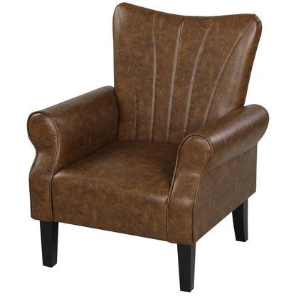 HOMCOM Upholstered Accent Chair with Rolled Arms and Wood Legs, Armchair for Living Room Bedroom Additional View 41