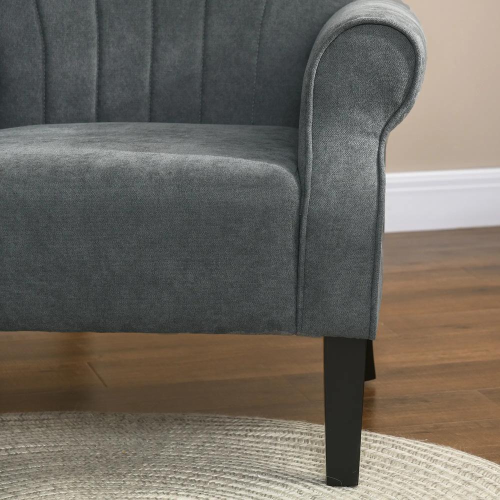 HOMCOM Upholstered Accent Chair with Rolled Arms and Wood Legs, Armchair for Living Room Bedroom Additional View 8