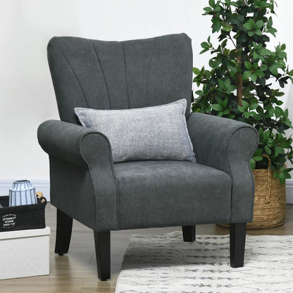 HOMCOM Upholstered Accent Chair with Rolled Arms and Wood Legs, Armchair for Living Room Bedroom Additional View 10