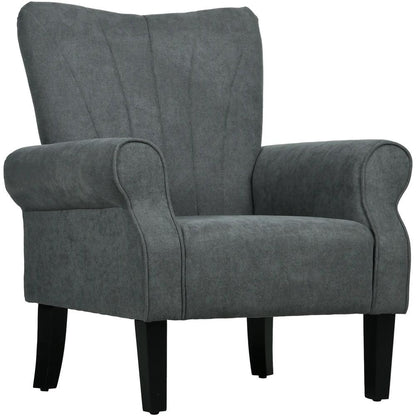 HOMCOM Upholstered Accent Chair with Rolled Arms and Wood Legs, Armchair for Living Room Bedroom