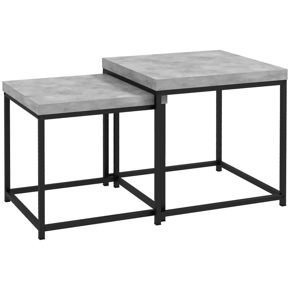 HOMCOM Coffee Table Set of 2, Nest of Tables with 3.5cm Thick Tabletop Additional View 12