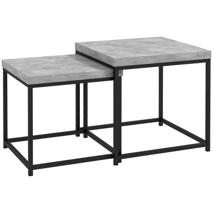 HOMCOM Coffee Table Set of 2, Nest of Tables with 3.5cm Thick Tabletop Additional View 12