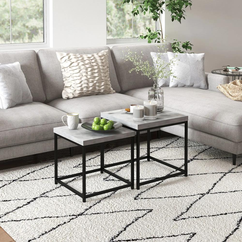 HOMCOM Coffee Table Set of 2, Nest of Tables with 3.5cm Thick Tabletop Additional View 13
