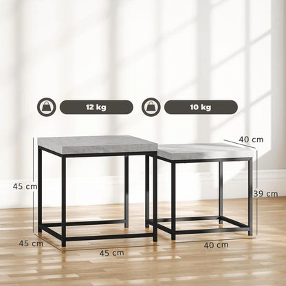 HOMCOM Coffee Table Set of 2, Nest of Tables with 3.5cm Thick Tabletop Additional View 14