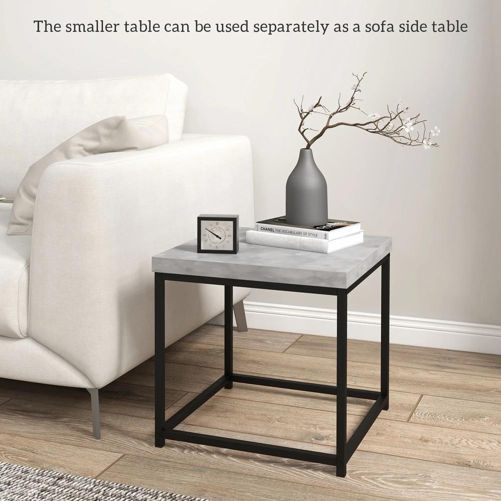 HOMCOM Coffee Table Set of 2, Nest of Tables with 3.5cm Thick Tabletop Additional View 16