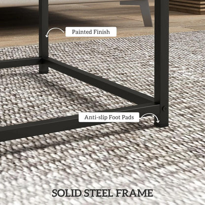 HOMCOM Coffee Table Set of 2, Nest of Tables with 3.5cm Thick Tabletop Additional View 18
