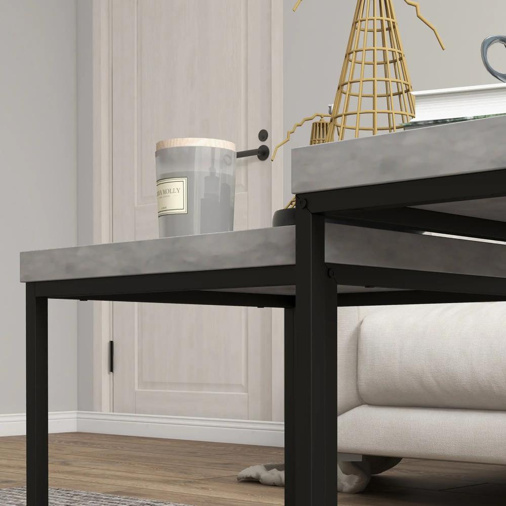 HOMCOM Coffee Table Set of 2, Nest of Tables with 3.5cm Thick Tabletop Additional View 20