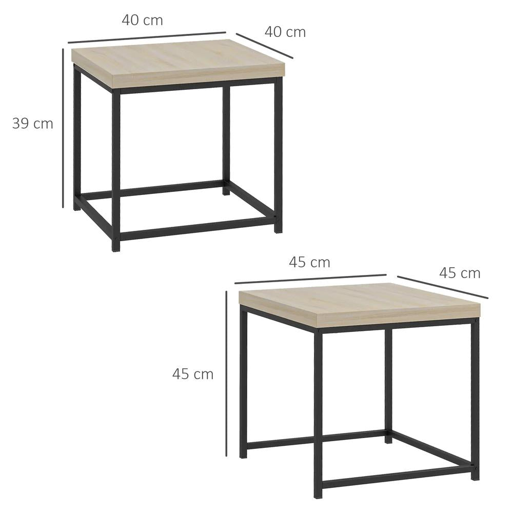 HOMCOM Coffee Table Set of 2, Nest of Tables with 3.5cm Thick Tabletop Additional View 3