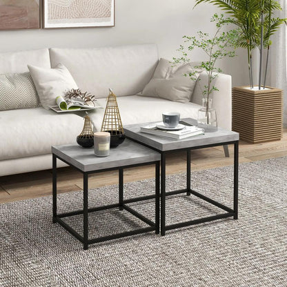 HOMCOM Coffee Table Set of 2, Nest of Tables with 3.5cm Thick Tabletop Additional View 21