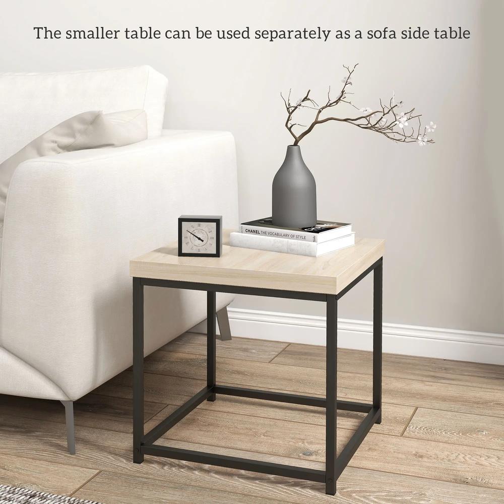 HOMCOM Coffee Table Set of 2, Nest of Tables with 3.5cm Thick Tabletop Additional View 5