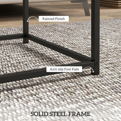 HOMCOM Coffee Table Set of 2, Nest of Tables with 3.5cm Thick Tabletop Additional View 7
