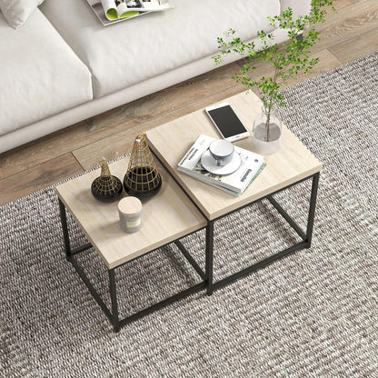 HOMCOM Coffee Table Set of 2, Nest of Tables with 3.5cm Thick Tabletop Additional View 8