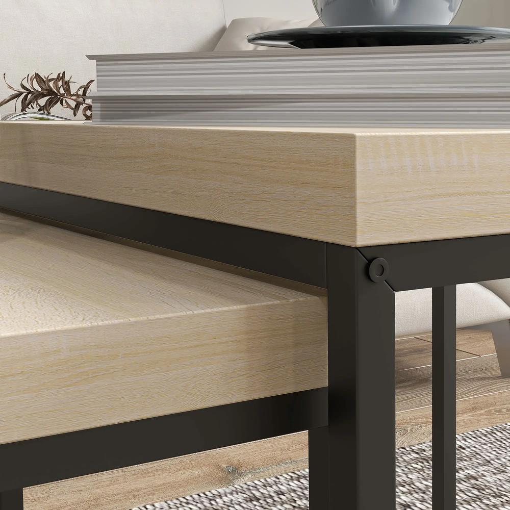 HOMCOM Coffee Table Set of 2, Nest of Tables with 3.5cm Thick Tabletop Additional View 9