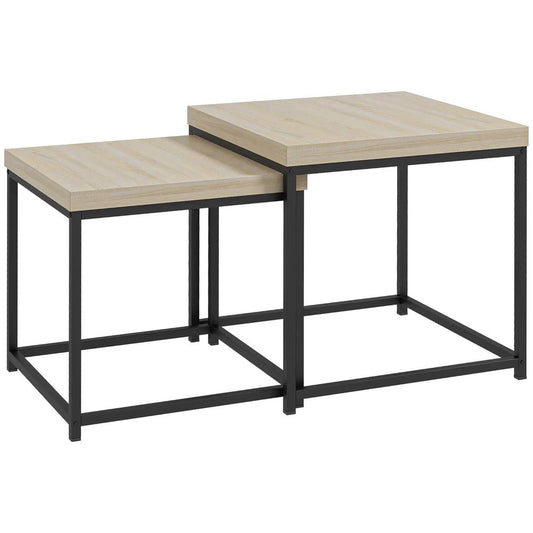 HOMCOM Coffee Table Set of 2, Nest of Tables with 3.5cm Thick Tabletop