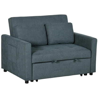HOMCOM Loveseat Sofa Bed, Convertible Bed Settee with 2 Pillows, Side Pockets Additional View 12