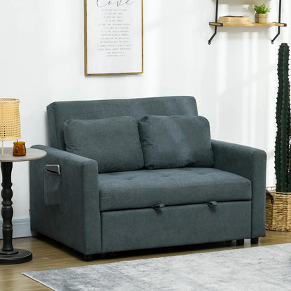 HOMCOM Loveseat Sofa Bed, Convertible Bed Settee with 2 Pillows, Side Pockets Additional View 13